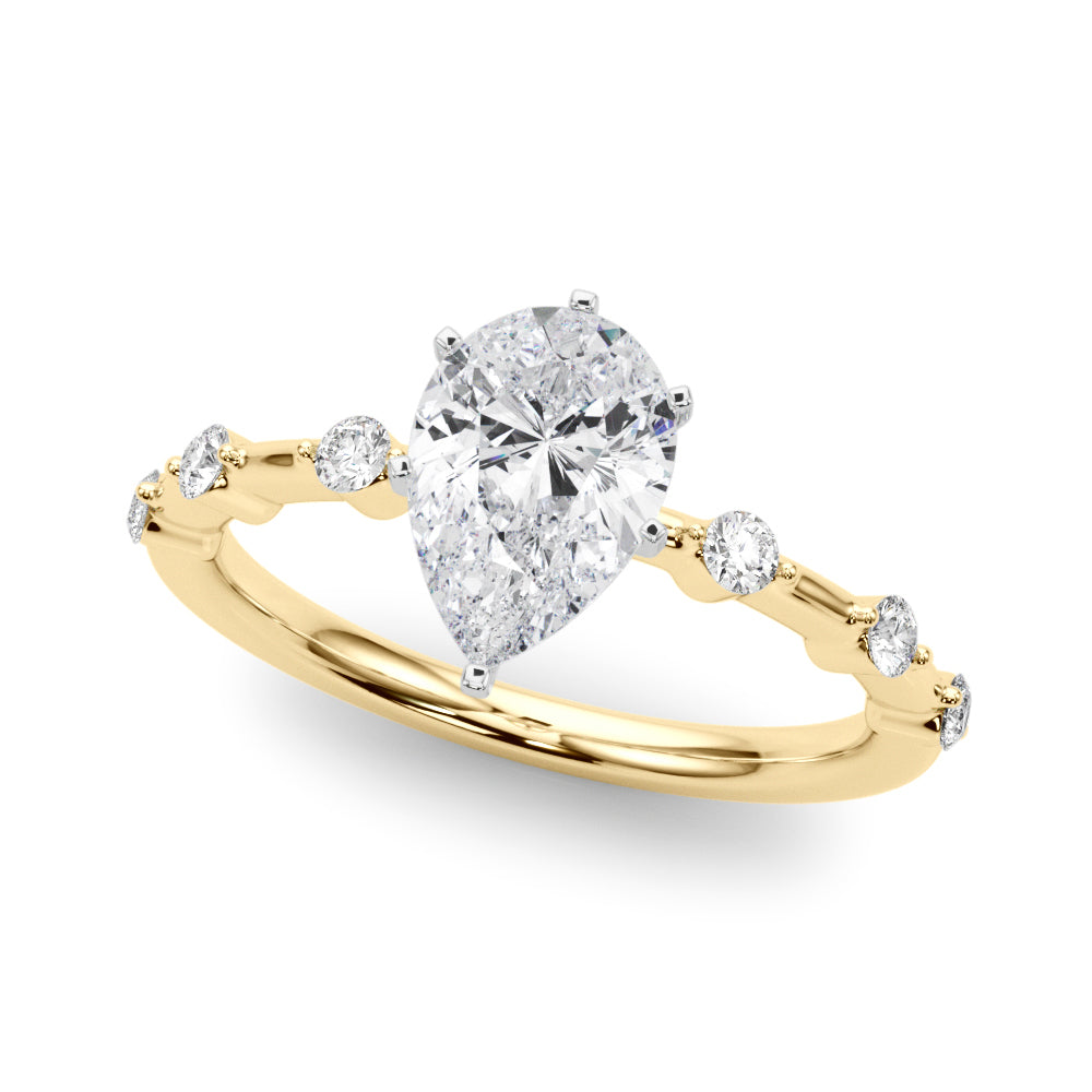 Round Single Row Lab Grown Diamond Engagement Ring - VS1 D/E/F | 14K & 18K Gold | 18K Yellow Gold | Round Lab Diamond | Picasso Gold & Diamond Chicago