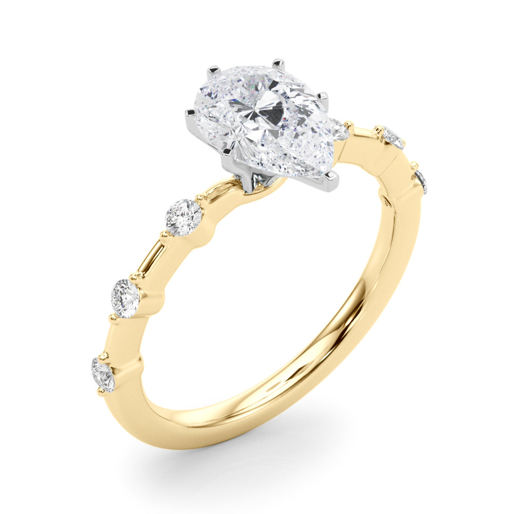 Round Single Row Lab Grown Diamond Engagement Ring - VS1 D/E/F | 14K & 18K Gold | 18K Rose Gold | Round Lab Diamond | Picasso Gold & Diamond Chicago