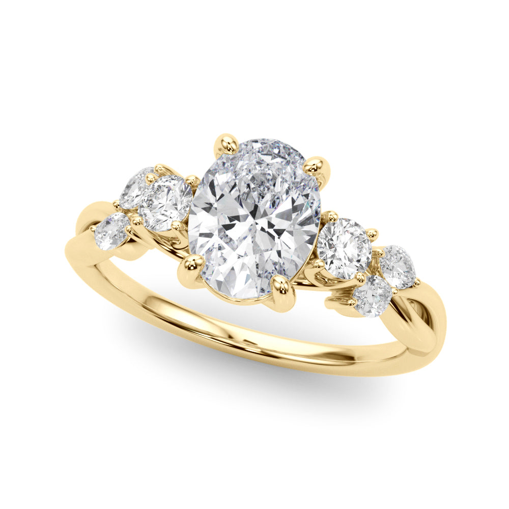 2 ct Oval Lab Grown Diamond Engagement Ring Setting in 14K Yellow Gold