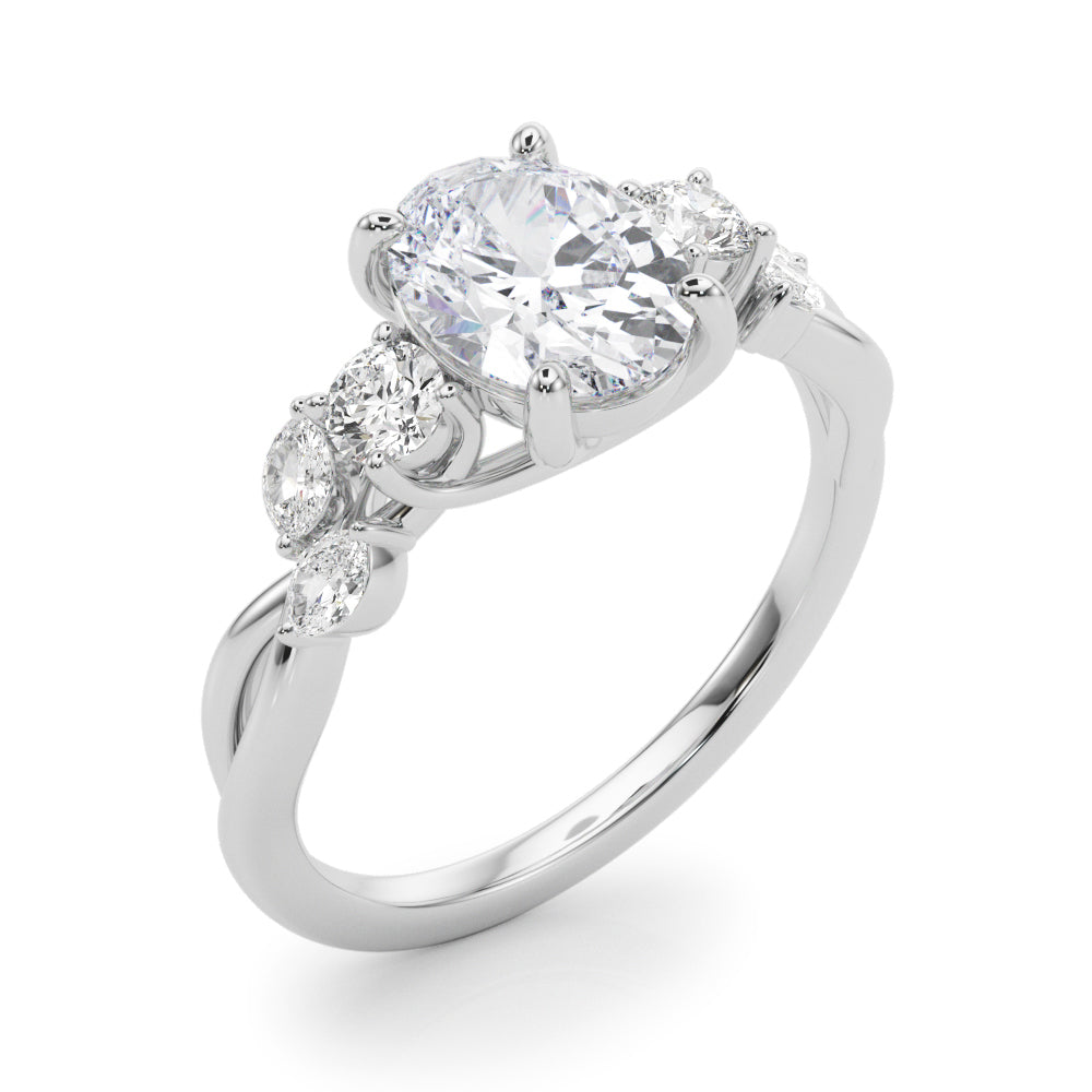 2 ct Oval Lab Grown Diamond Engagement Ring Setting in 14K White Gold