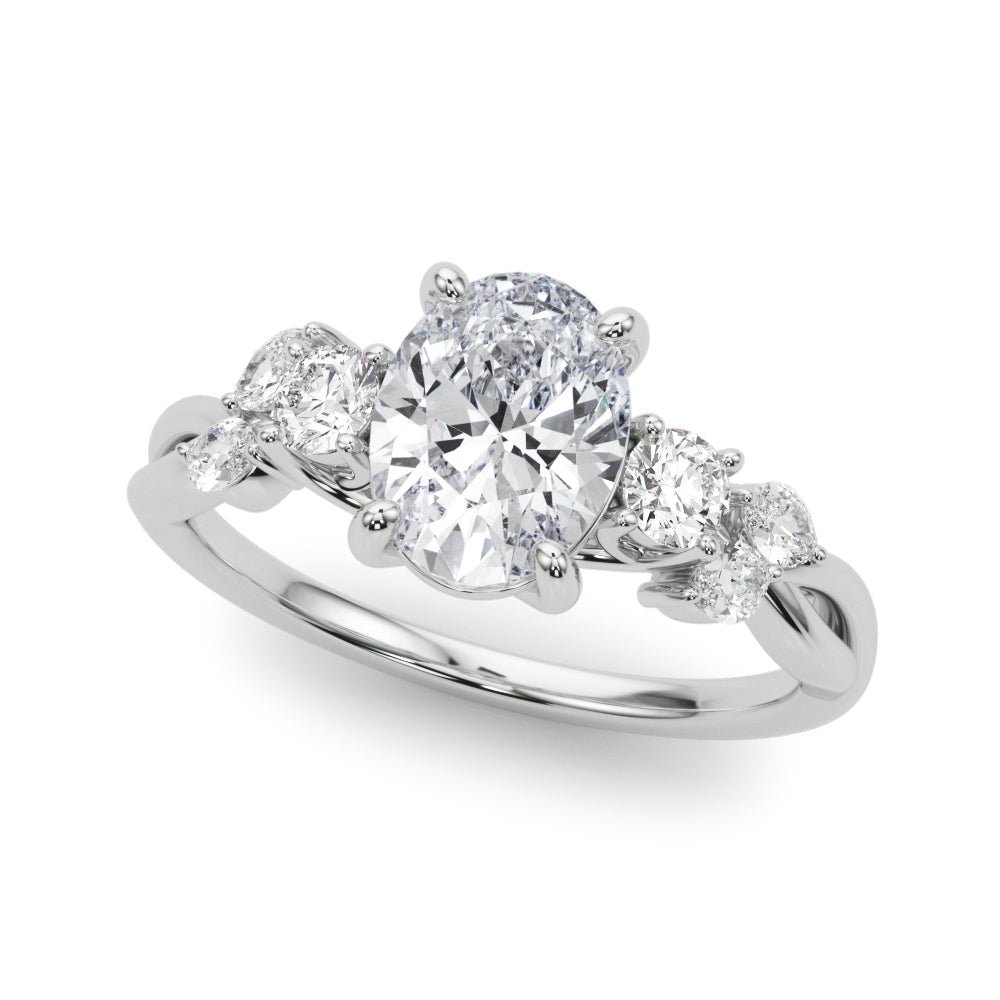 2 ct Oval Lab Grown Diamond Engagement Ring Setting in 14K White Gold