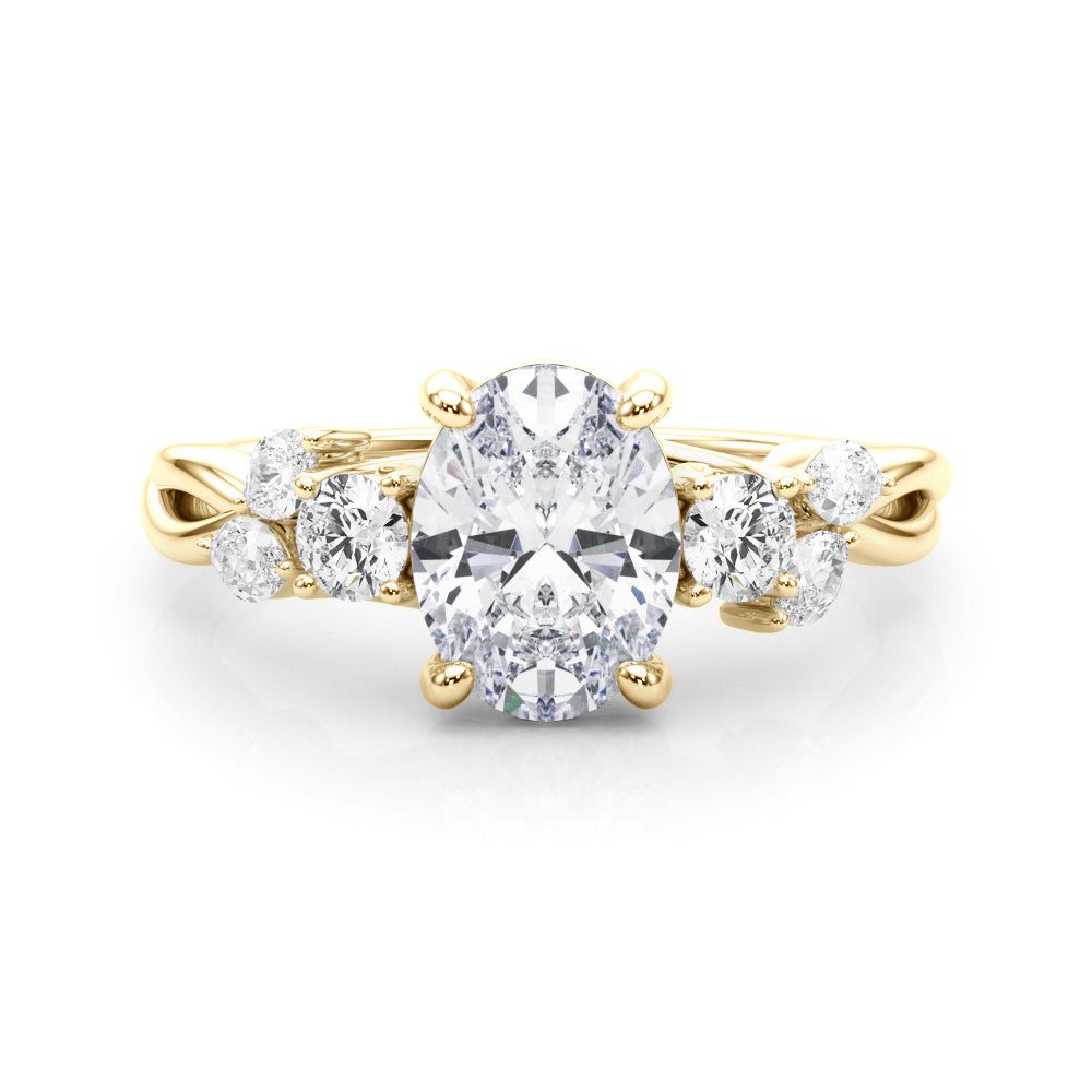 Oval Nature Inspired Lab Grown Diamond Engagement Ring - VS1 D/E/F | 14K & 18K Gold | 14K Yellow Gold | Oval Lab Diamond | Picasso Gold & Diamond Chicago