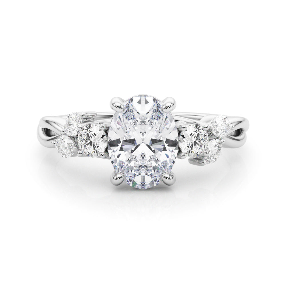 2 ct Oval Lab Grown Diamond Engagement Ring Setting in 14K White Gold