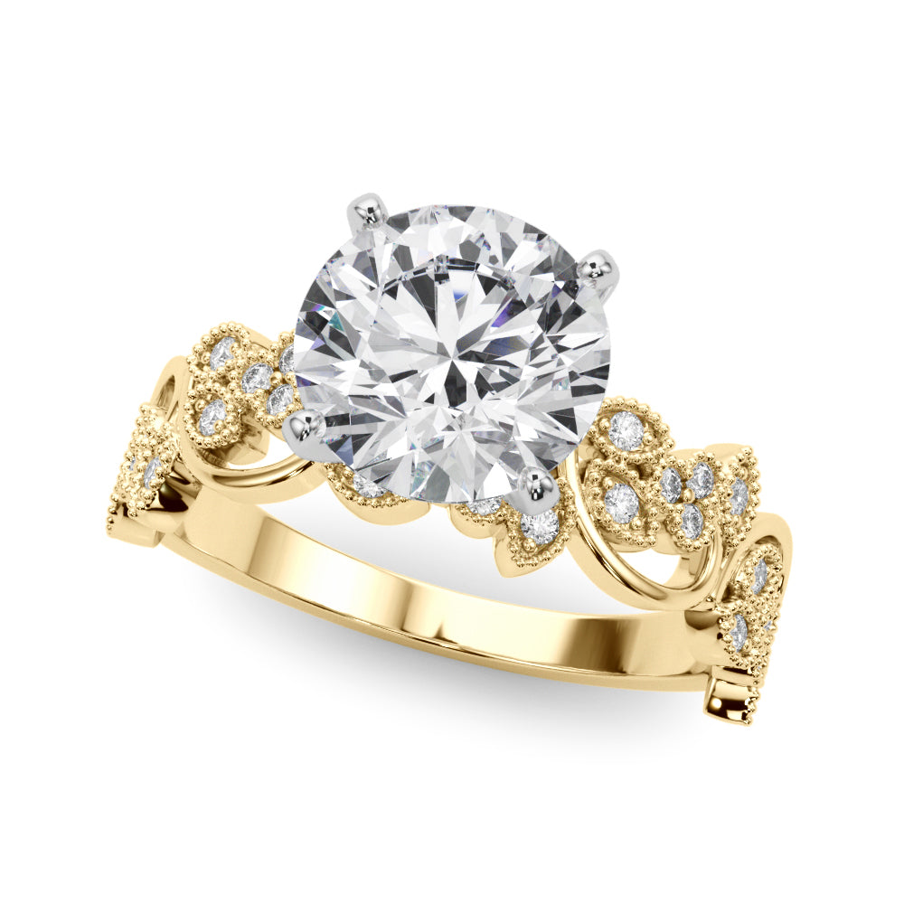 Round Nature Inspired Lab Grown Diamond Engagement Ring - VS1 D/E/F | 14K & 18K Gold | 14K White Gold | Round Lab Diamond | Picasso Gold & Diamond Chicago