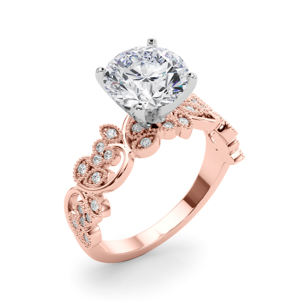 Round Nature Inspired Lab Grown Diamond Engagement Ring - VS1 D/E/F | 14K & 18K Gold | 14K Rose Gold | Round Lab Diamond | Picasso Gold & Diamond Chicago