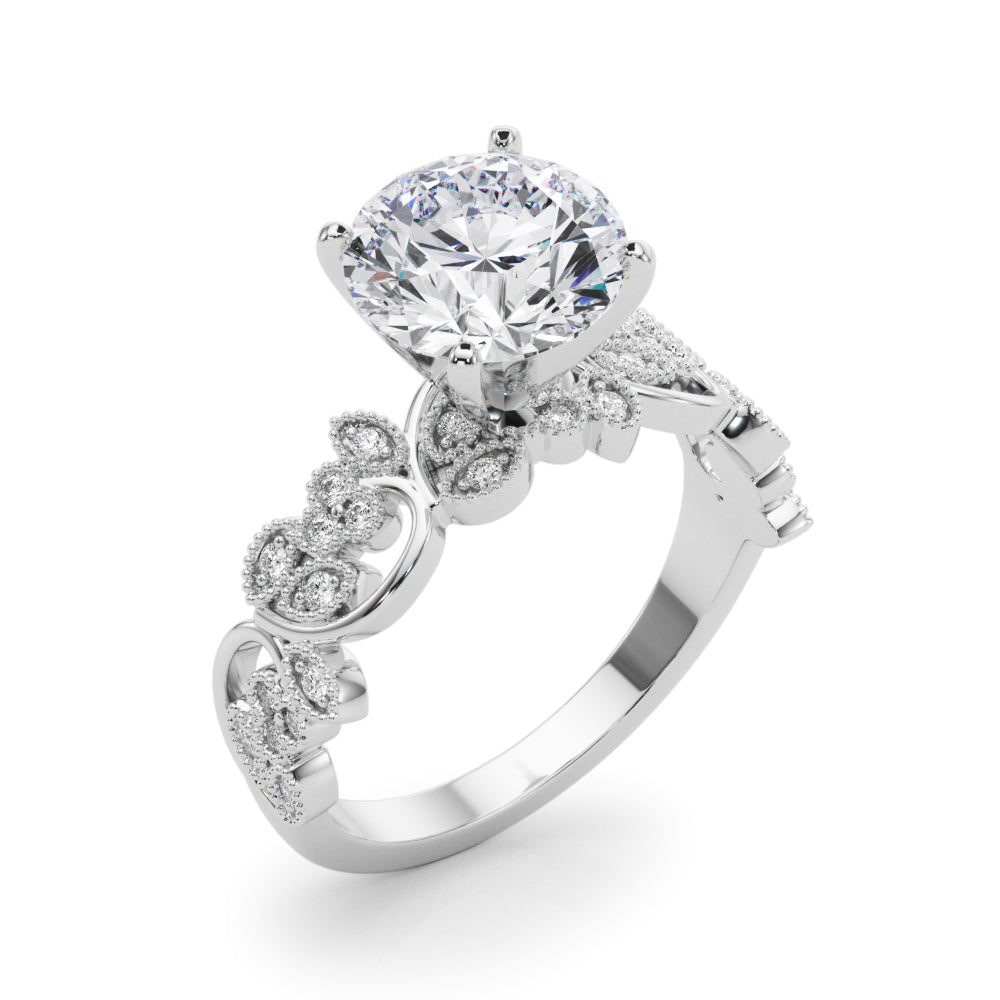 Round Nature Inspired Lab Grown Diamond Engagement Ring - VS1 D/E/F | 14K & 18K Gold | 14K Rose Gold | Round Lab Diamond | Picasso Gold & Diamond Chicago