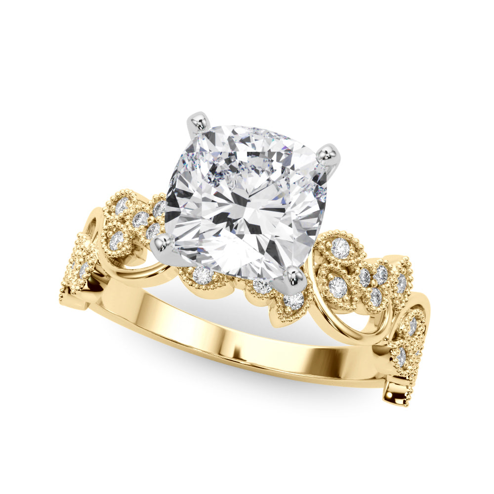 Round Nature Inspired Lab Grown Diamond Engagement Ring - VS1 D/E/F | 14K & 18K Gold | 18K White Gold | Round Lab Diamond | Picasso Gold & Diamond Chicago