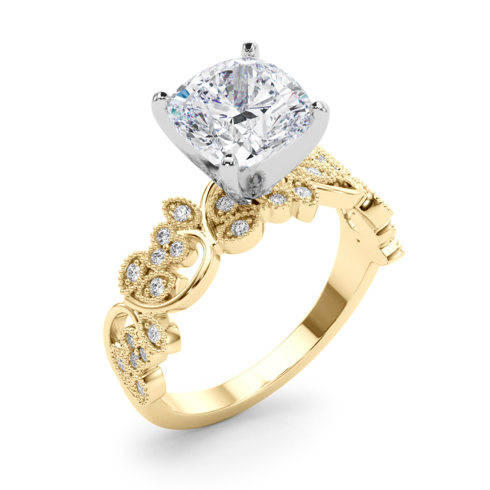 Round Nature Inspired Lab Grown Diamond Engagement Ring - VS1 D/E/F | 14K & 18K Gold | 18K Yellow Gold | Round Lab Diamond | Picasso Gold & Diamond Chicago