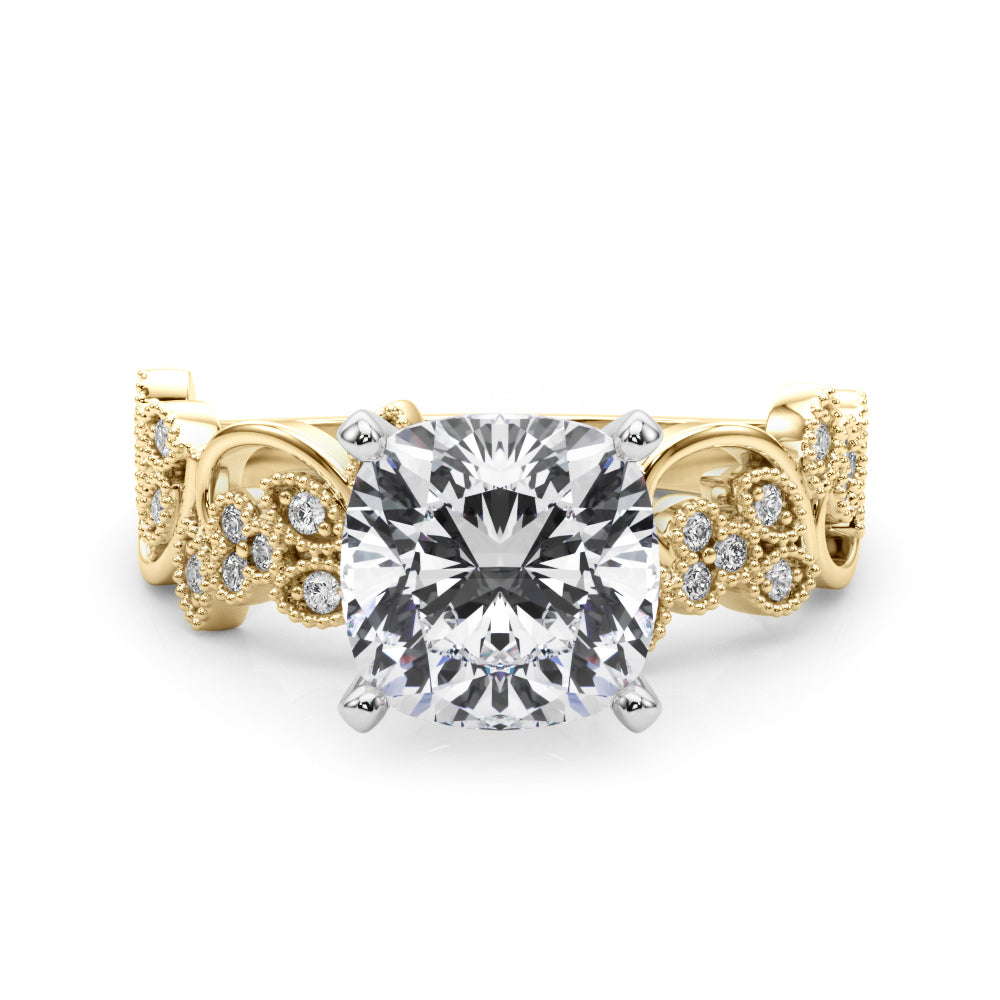 Round Nature Inspired Lab Grown Diamond Engagement Ring - VS1 D/E/F | 14K & 18K Gold | Platinum | Round Lab Diamond | Picasso Gold & Diamond Chicago