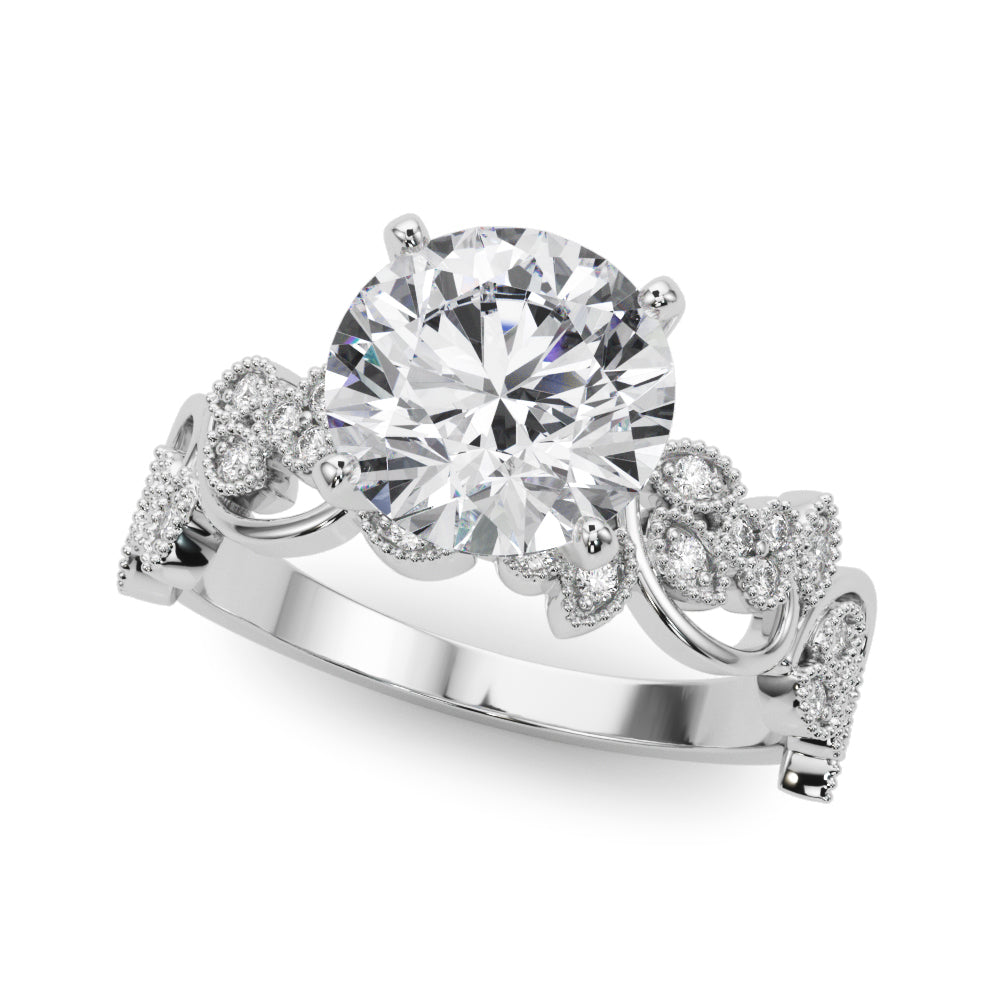 Round Nature Inspired Lab Grown Diamond Engagement Ring - VS1 D/E/F | 14K & 18K Gold | 14K White Gold | Round Lab Diamond | Picasso Gold & Diamond Chicago