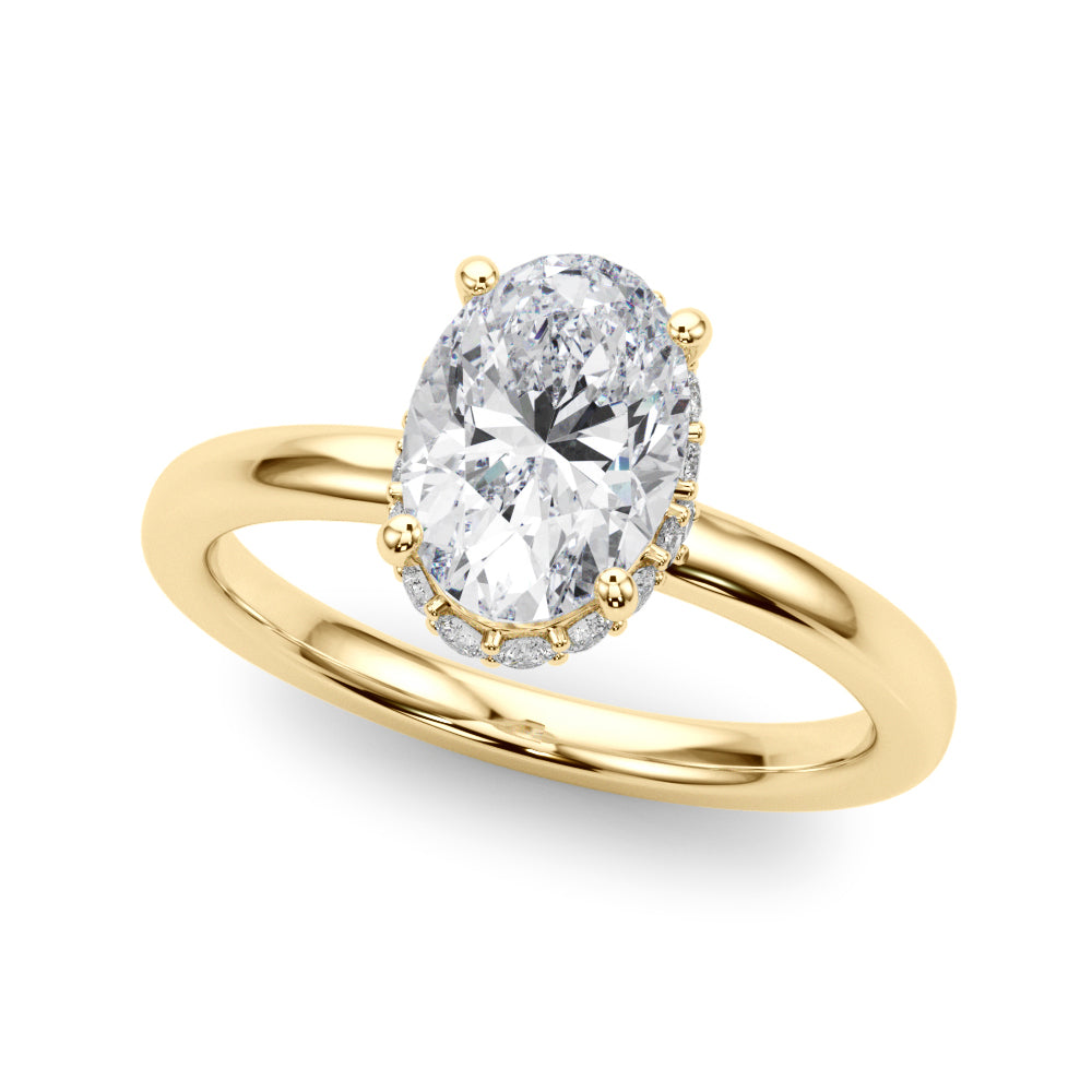 Oval Hidden Halo Lab Grown Diamond Engagement Ring - VS1 D/E/F | 14K & 18K Gold | 14K White Gold | Oval Lab Diamond | Picasso Gold & Diamond Chicago