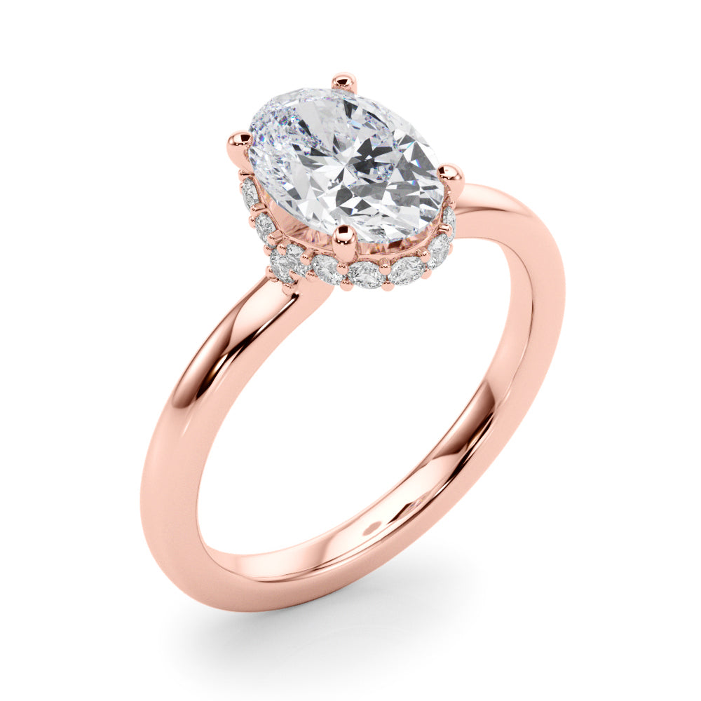 Oval Hidden Halo Lab Grown Diamond Engagement Ring - VS1 D/E/F | 14K & 18K Gold | 14K Yellow Gold | Oval Lab Diamond | Picasso Gold & Diamond Chicago