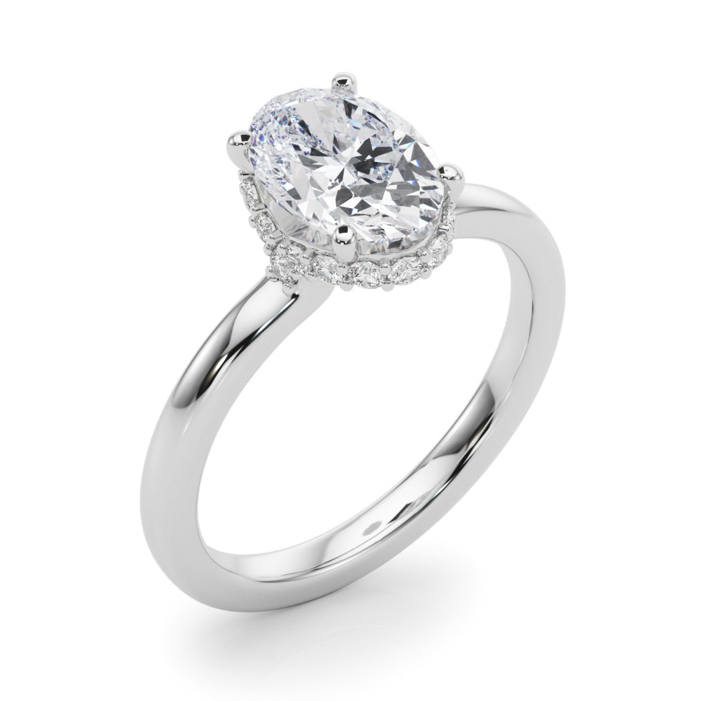 Oval Hidden Halo Lab Grown Diamond Engagement Ring - VS1 D/E/F | 14K & 18K Gold | 14K Yellow Gold | Oval Lab Diamond | Picasso Gold & Diamond Chicago