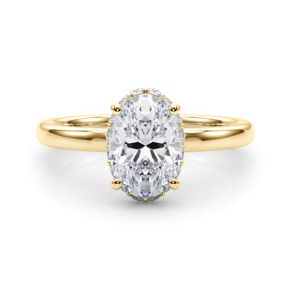 Oval Hidden Halo Lab Grown Diamond Engagement Ring - VS1 D/E/F | 14K & 18K Gold | 14K Yellow Gold | Oval Lab Diamond | Picasso Gold & Diamond Chicago