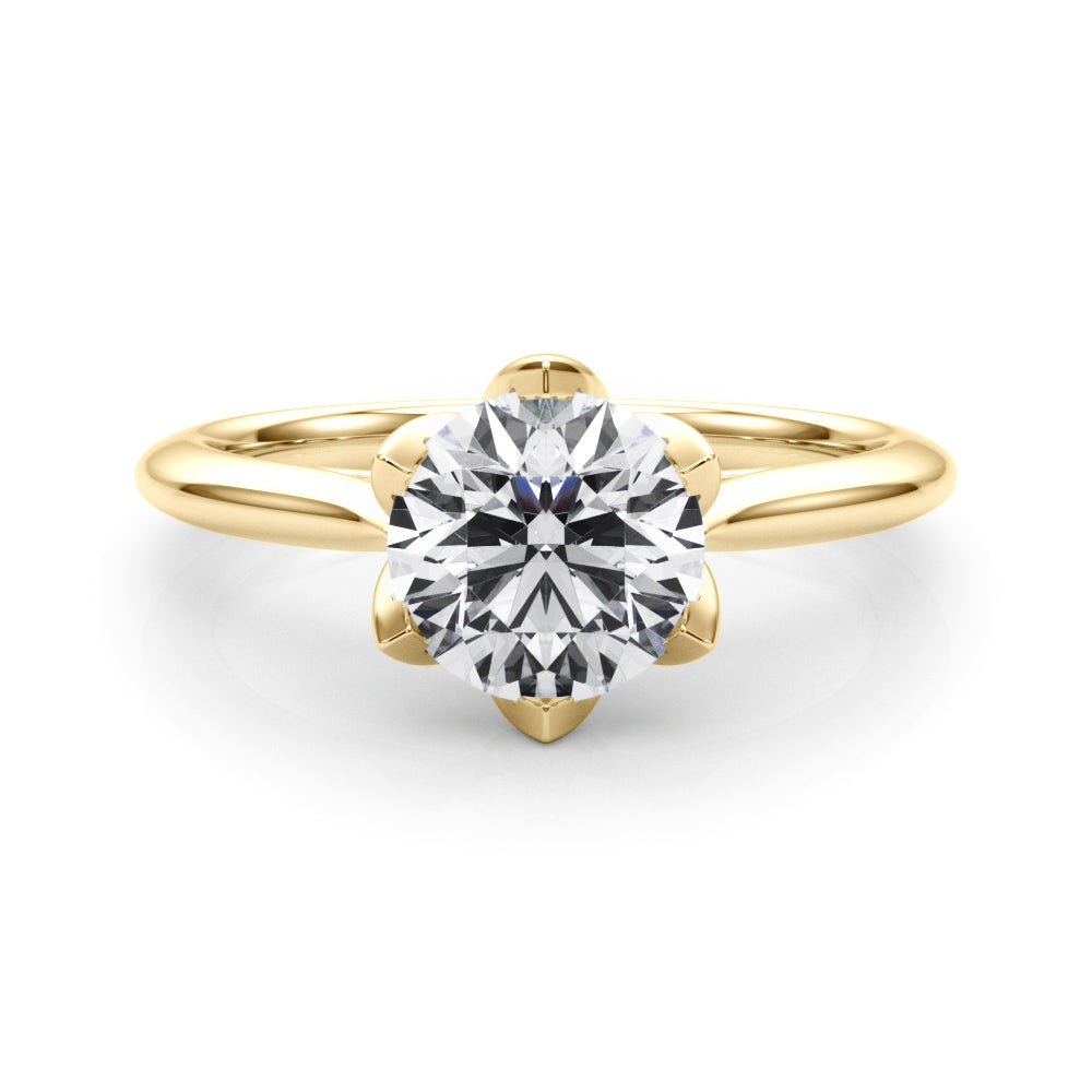 Round Nature Inspired Lab Grown Diamond Engagement Ring - VS1 D/E/F | 14K & 18K Gold | 14K Yellow Gold | Round Lab Diamond | Picasso Gold & Diamond Chicago