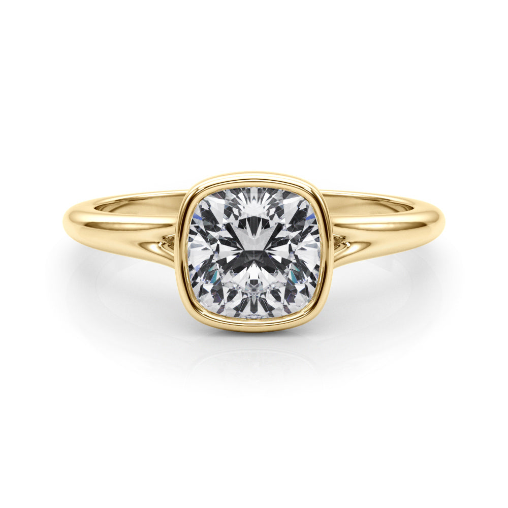 Cushion Solitaire Lab Grown Diamond Engagement Ring - VS1 D/E/F | 14K & 18K Gold | 14K Yellow Gold | Cushion Lab Diamond | Picasso Gold & Diamond Chicago