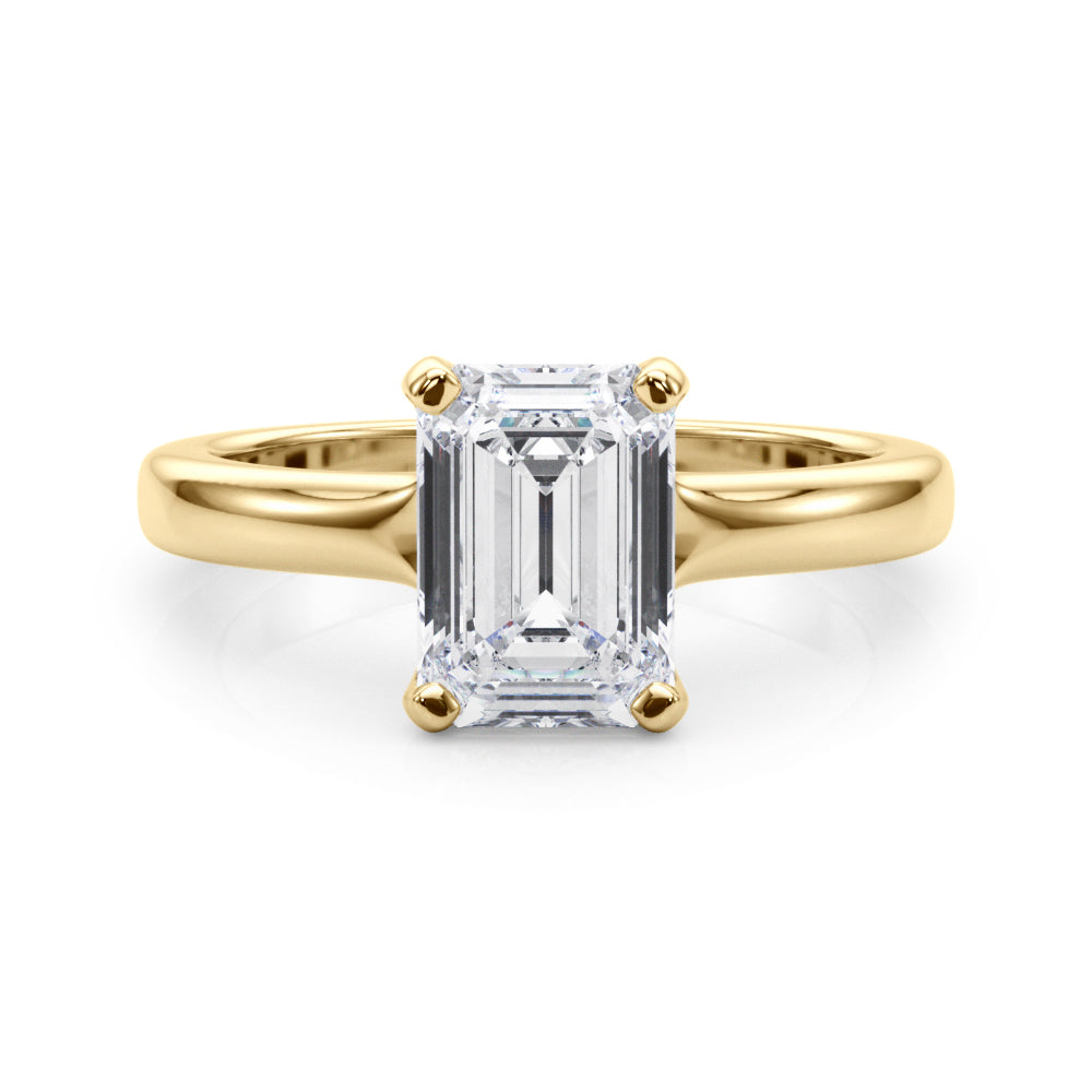 Emerald Cut Solitaire Lab Grown Diamond Engagement Ring - VS1 D/E/F | 14K & 18K Gold | 14K Yellow Gold | Emerald Cut Lab Diamond | Picasso Gold & Diamond Chicago