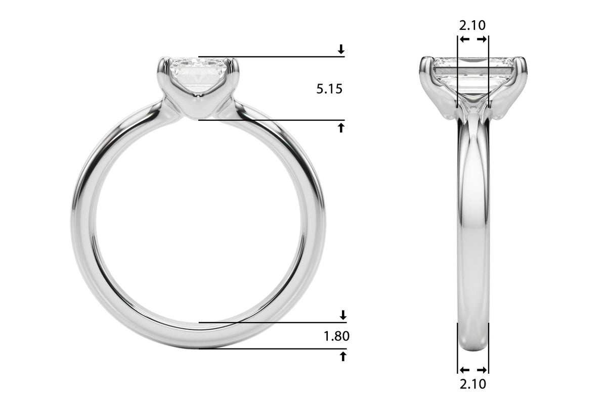 Emerald Cut Solitaire Lab Grown Diamond Engagement Ring - VS1 D/E/F | 14K & 18K Gold | 18K White Gold | Emerald Cut Lab Diamond | Picasso Gold & Diamond Chicago