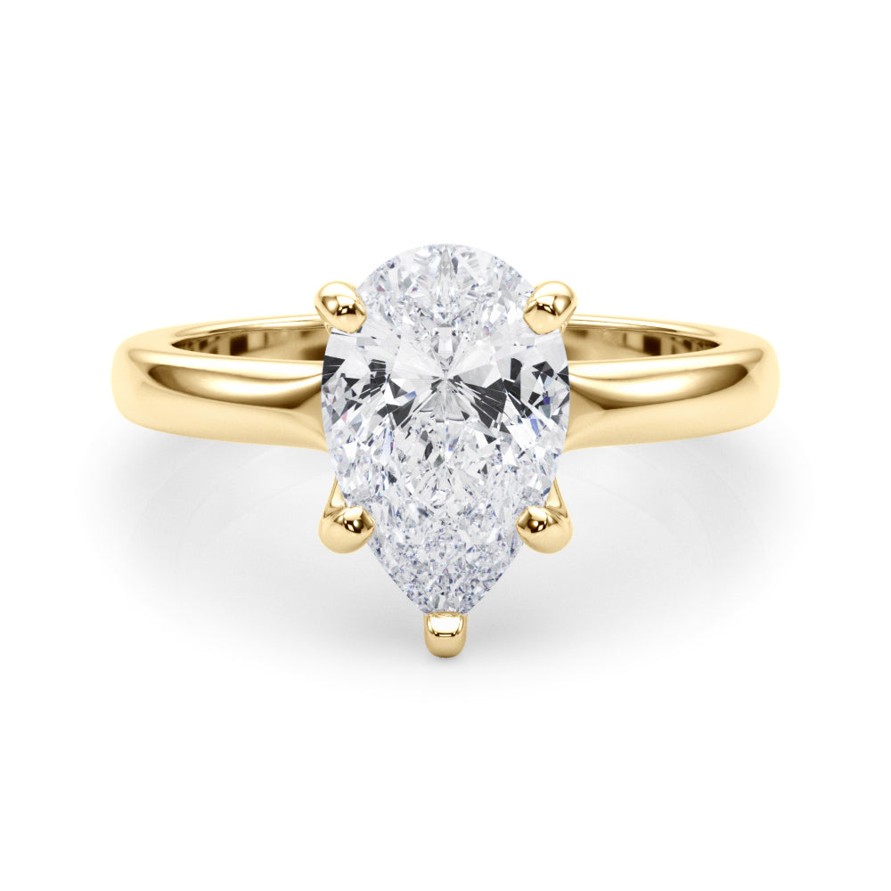 Pear Solitaire Lab Grown Diamond Engagement Ring - VS1 D/E/F | 14K & 18K Gold | 14K Yellow Gold | Pear Lab Diamond | Picasso Gold & Diamond Chicago