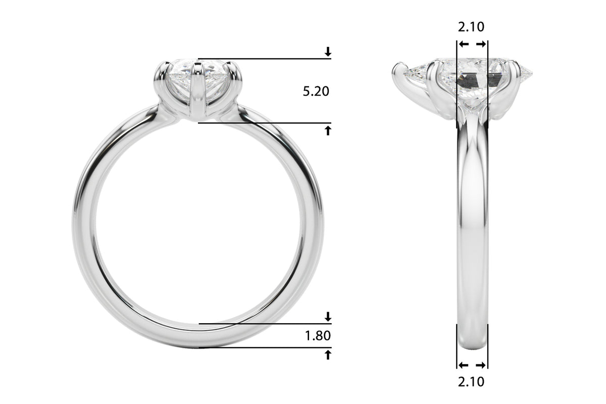 Pear Solitaire Lab Grown Diamond Engagement Ring - VS1 D/E/F | 14K & 18K Gold | 18K White Gold | Pear Lab Diamond | Picasso Gold & Diamond Chicago