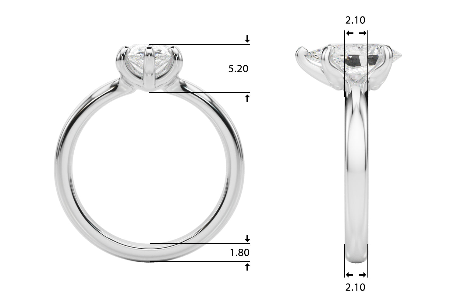 Pear Solitaire Lab Grown Diamond Engagement Ring - VS1 D/E/F | 14K & 18K Gold | 18K White Gold | Pear Lab Diamond | Picasso Gold & Diamond Chicago