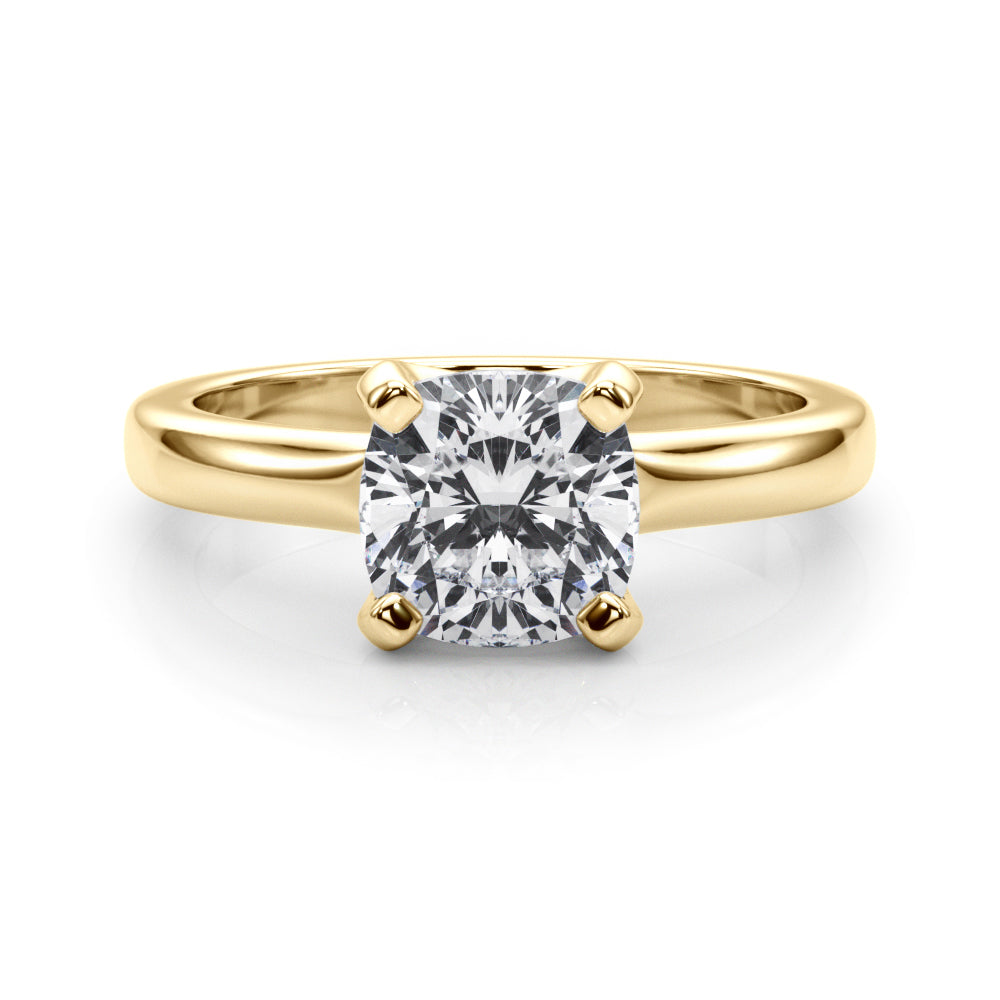 Cushion Solitaire Lab Grown Diamond Engagement Ring - VS1 D/E/F | 14K & 18K Gold | 14K Yellow Gold | Cushion Lab Diamond | Picasso Gold & Diamond Chicago