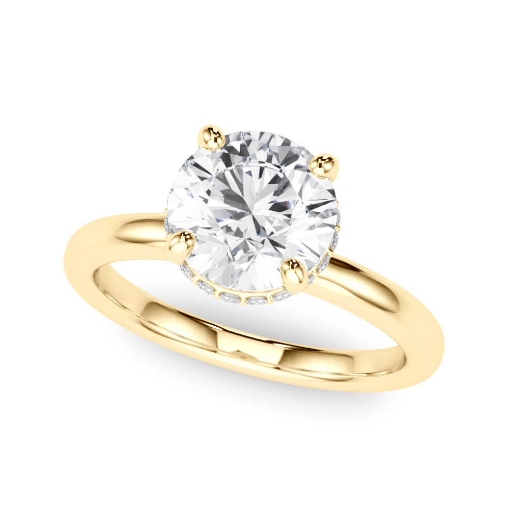 Round Hidden Halo Lab Grown Diamond Engagement Ring - VS1 D/E/F | 14K & 18K Gold | 14K White Gold | Round Lab Diamond | Picasso Gold & Diamond Chicago