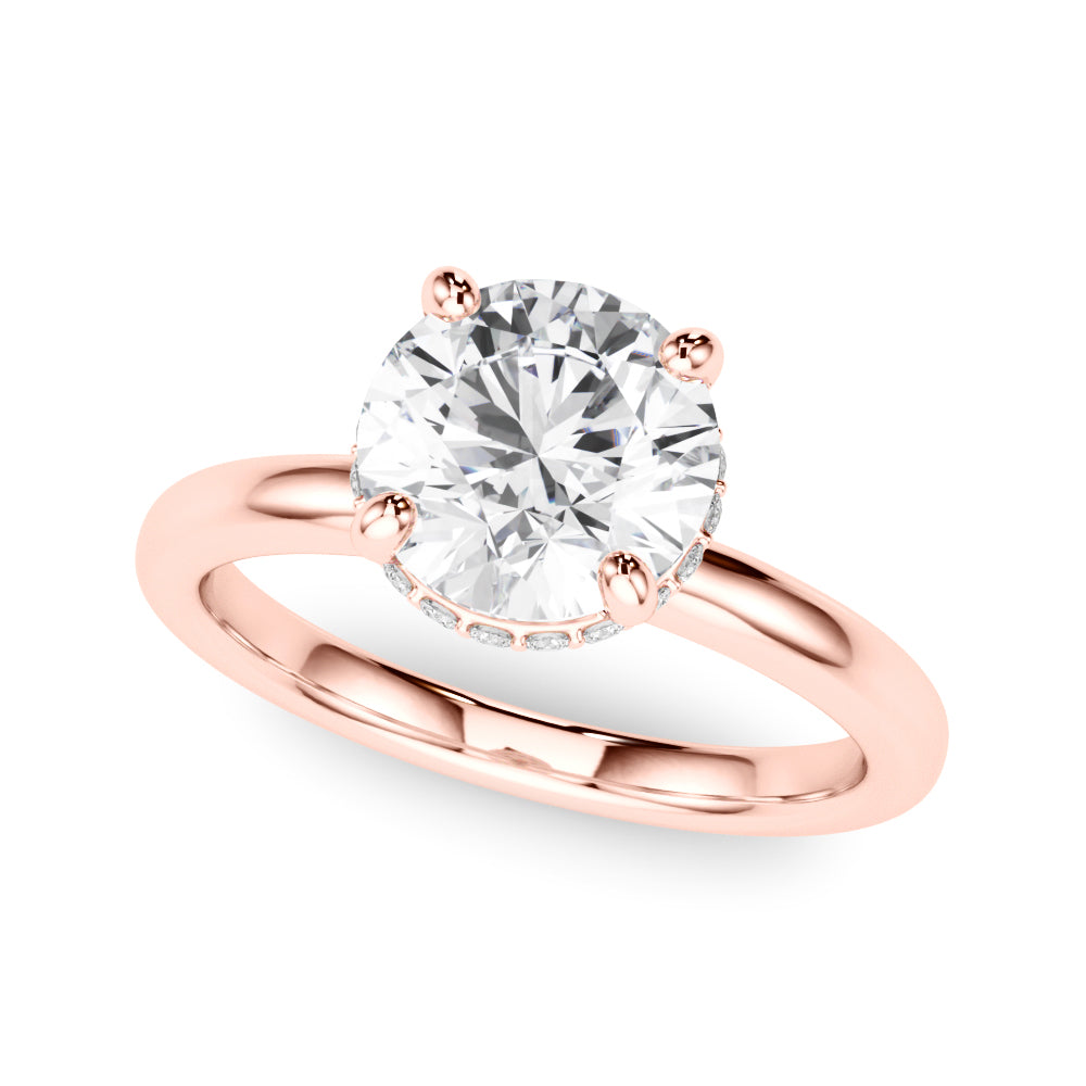 Round Hidden Halo Lab Grown Diamond Engagement Ring - VS1 D/E/F | 14K & 18K Gold | 14K White Gold | Round Lab Diamond | Picasso Gold & Diamond Chicago