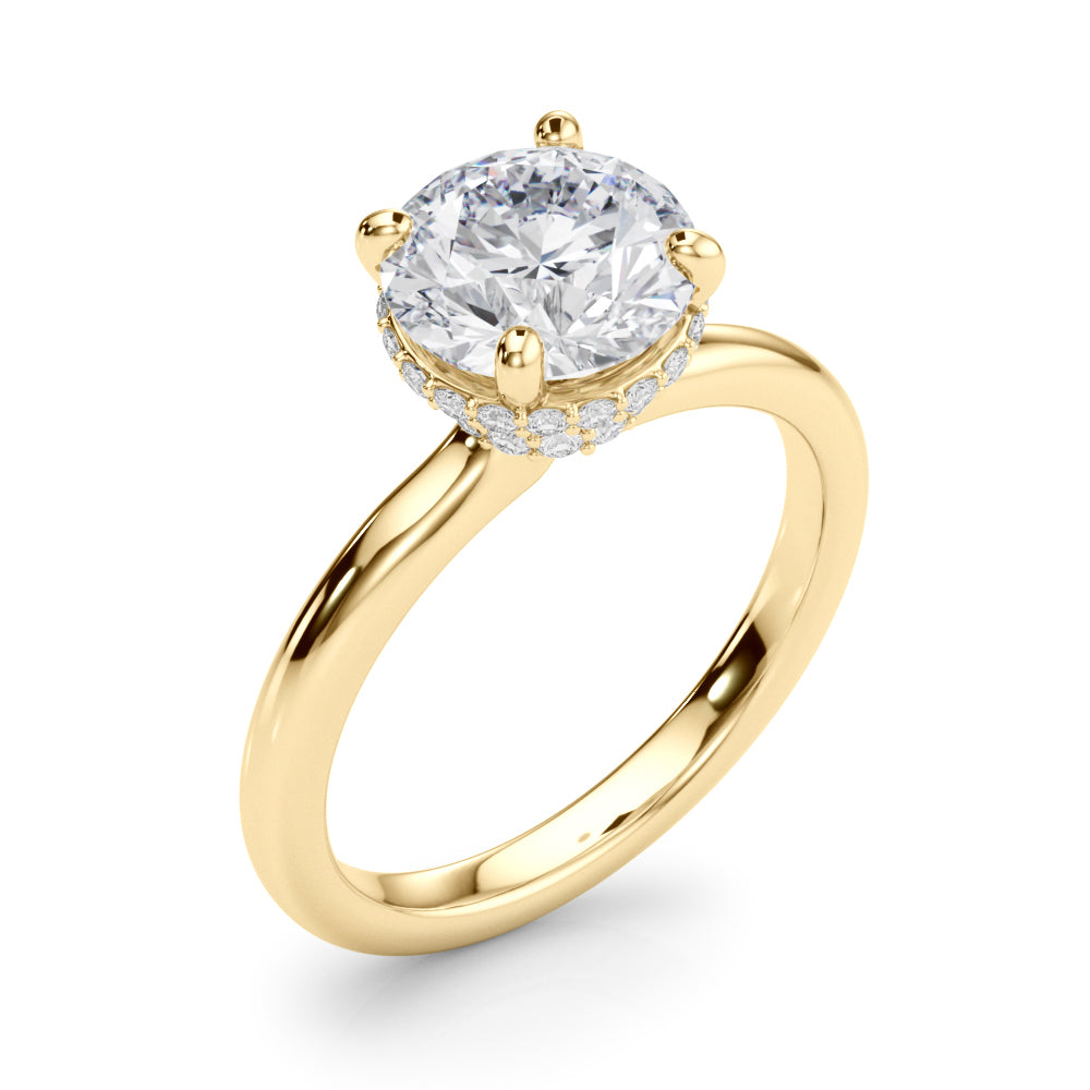 Round Hidden Halo Lab Grown Diamond Engagement Ring - VS1 D/E/F | 14K & 18K Gold | 14K White Gold | Round Lab Diamond | Picasso Gold & Diamond Chicago