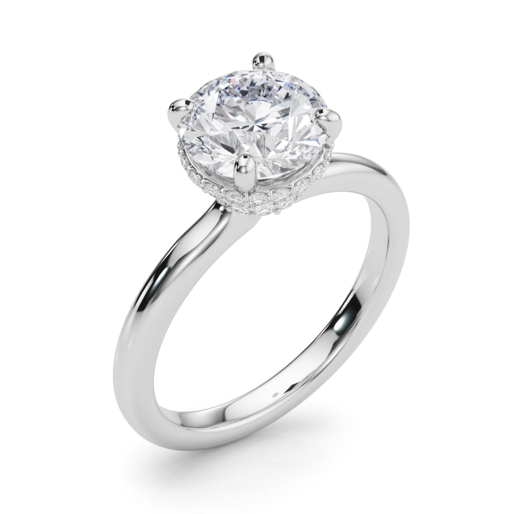 Round Hidden Halo Lab Grown Diamond Engagement Ring - VS1 D/E/F | 14K & 18K Gold | 14K Yellow Gold | Round Lab Diamond | Picasso Gold & Diamond Chicago