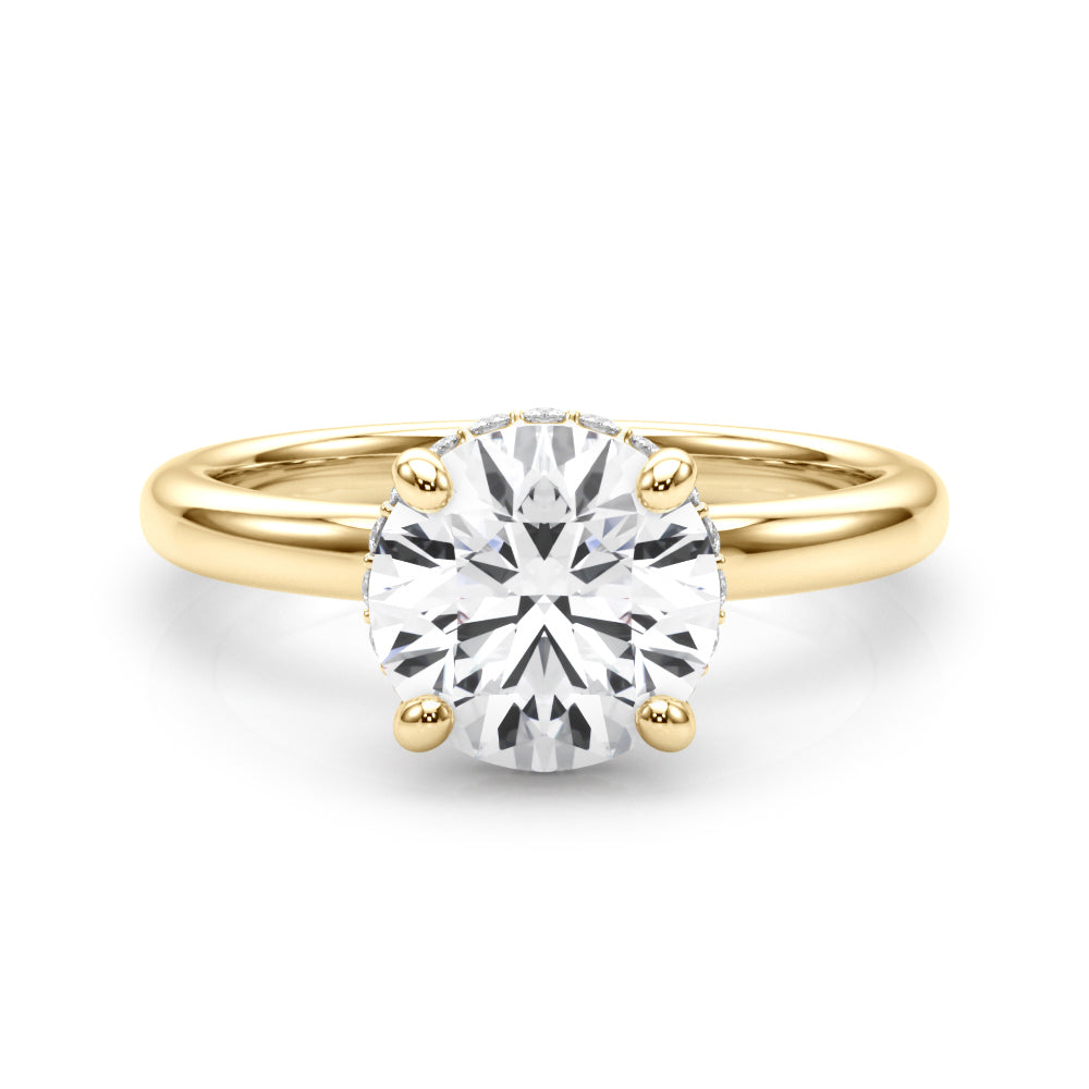 Round Hidden Halo Lab Grown Diamond Engagement Ring - VS1 D/E/F | 14K & 18K Gold | 14K Yellow Gold | Round Lab Diamond | Picasso Gold & Diamond Chicago
