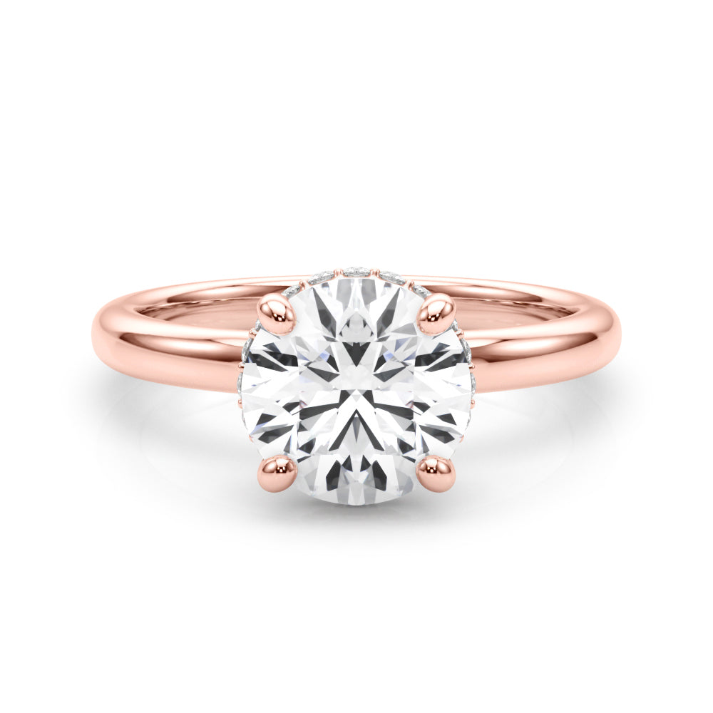 Round Hidden Halo Lab Grown Diamond Engagement Ring - VS1 D/E/F | 14K & 18K Gold | 14K Yellow Gold | Round Lab Diamond | Picasso Gold & Diamond Chicago