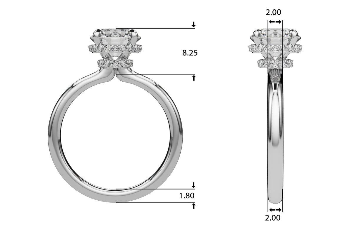 Round Hidden Halo Lab Grown Diamond Engagement Ring - VS1 D/E/F | 14K & 18K Gold | 18K White Gold | Round Lab Diamond | Picasso Gold & Diamond Chicago