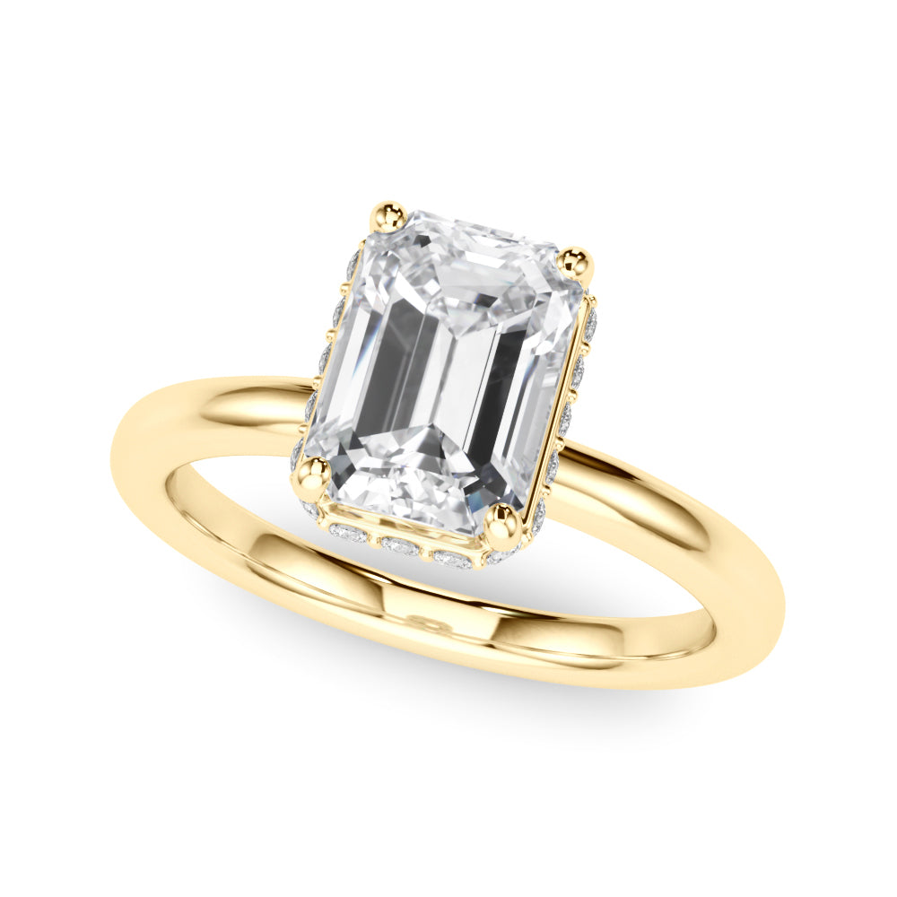 Emerald Cut Hidden Halo Lab Grown Diamond Engagement Ring - VS1 D/E/F | 14K & 18K Gold | 14K White Gold | Emerald Cut Lab Diamond | Picasso Gold & Diamond Chicago