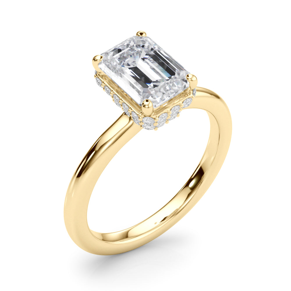 Emerald Cut Hidden Halo Lab Grown Diamond Engagement Ring - VS1 D/E/F | 14K & 18K Gold | 14K White Gold | Emerald Cut Lab Diamond | Picasso Gold & Diamond Chicago