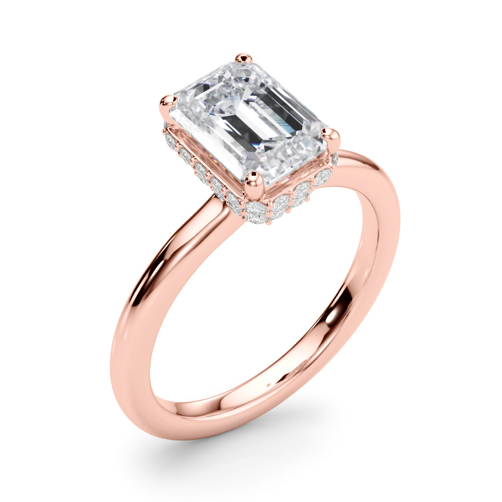 Emerald Cut Hidden Halo Lab Grown Diamond Engagement Ring - VS1 D/E/F | 14K & 18K Gold | 14K Yellow Gold | Emerald Cut Lab Diamond | Picasso Gold & Diamond Chicago