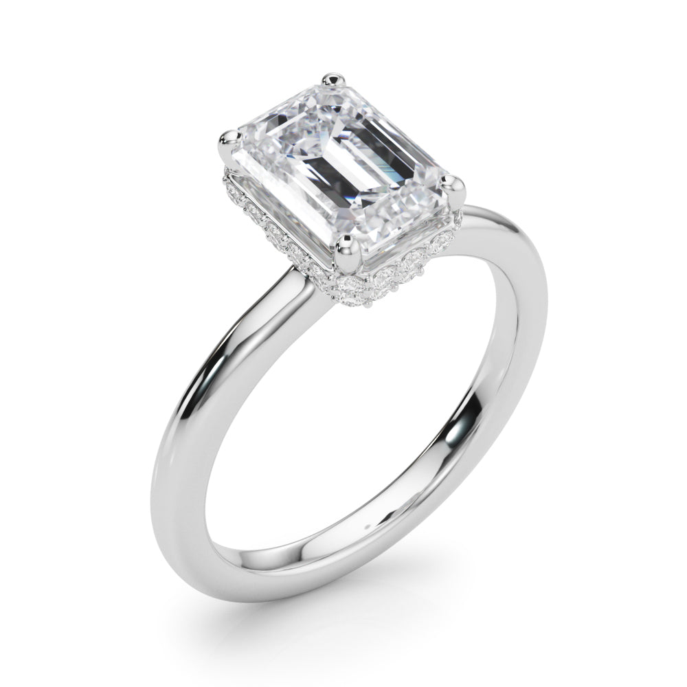 Emerald Cut Hidden Halo Lab Grown Diamond Engagement Ring - VS1 D/E/F | 14K & 18K Gold | 14K Yellow Gold | Emerald Cut Lab Diamond | Picasso Gold & Diamond Chicago