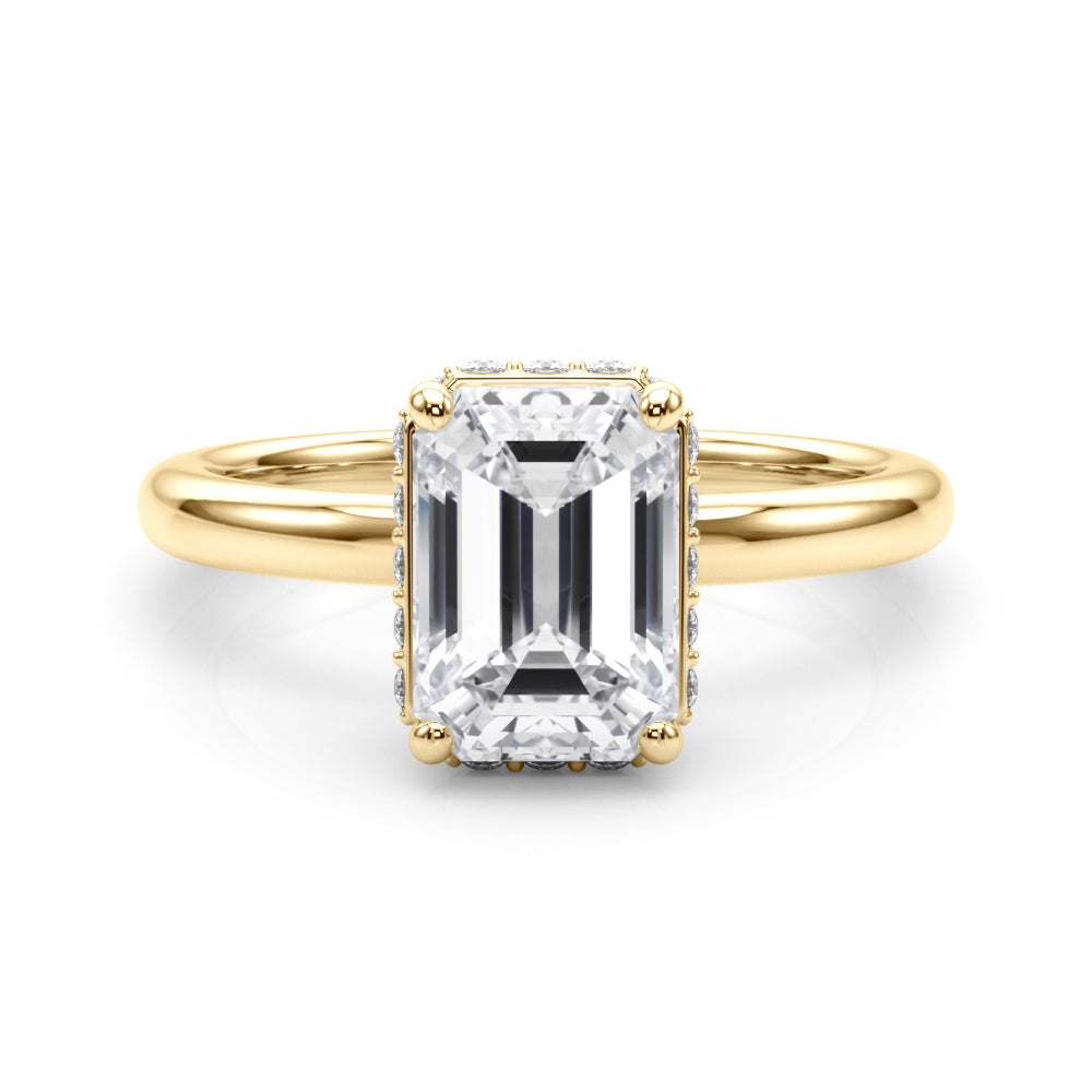 Emerald Cut Hidden Halo Lab Grown Diamond Engagement Ring - VS1 D/E/F | 14K & 18K Gold | 14K Yellow Gold | Emerald Cut Lab Diamond | Picasso Gold & Diamond Chicago
