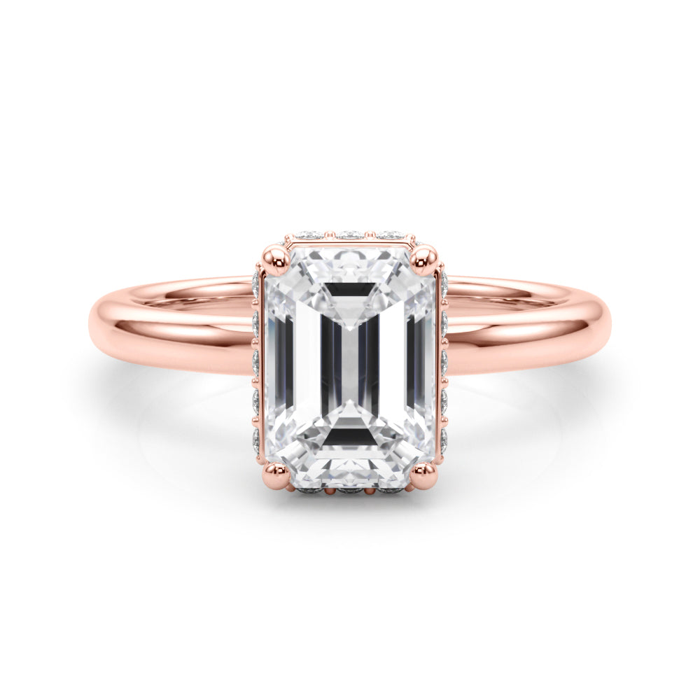 Emerald Cut Hidden Halo Lab Grown Diamond Engagement Ring - VS1 D/E/F | 14K & 18K Gold | 14K Yellow Gold | Emerald Cut Lab Diamond | Picasso Gold & Diamond Chicago
