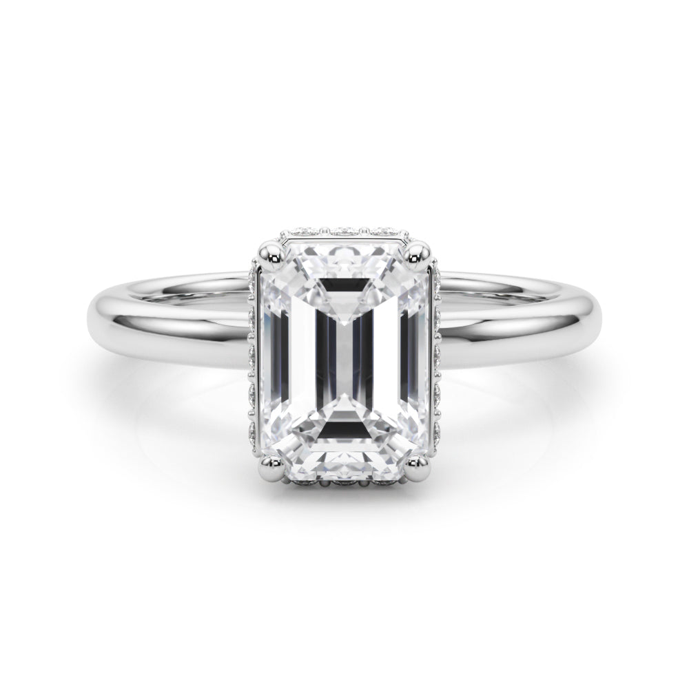 Emerald Cut Hidden Halo Lab Grown Diamond Engagement Ring - VS1 D/E/F | 14K & 18K Gold | 14K Rose Gold | Emerald Cut Lab Diamond | Picasso Gold & Diamond Chicago