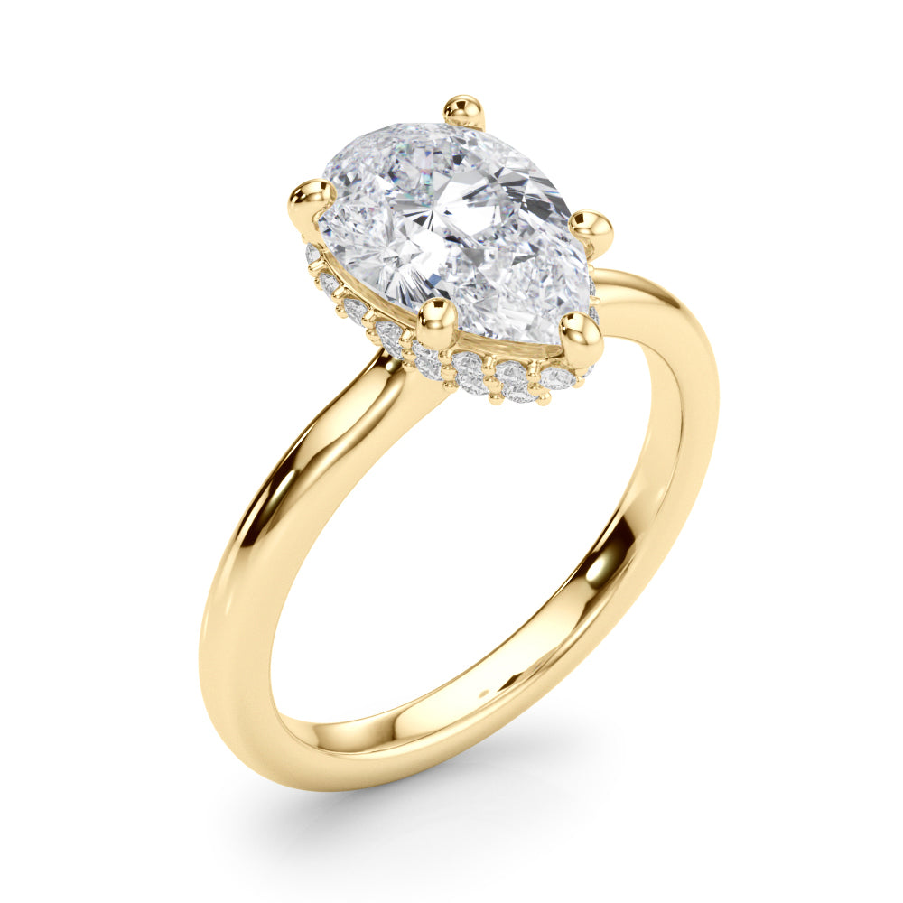 Pear Hidden Halo Lab Grown Diamond Engagement Ring - VS1 D/E/F | 14K & 18K Gold | 14K White Gold | Pear Lab Diamond | Picasso Gold & Diamond Chicago