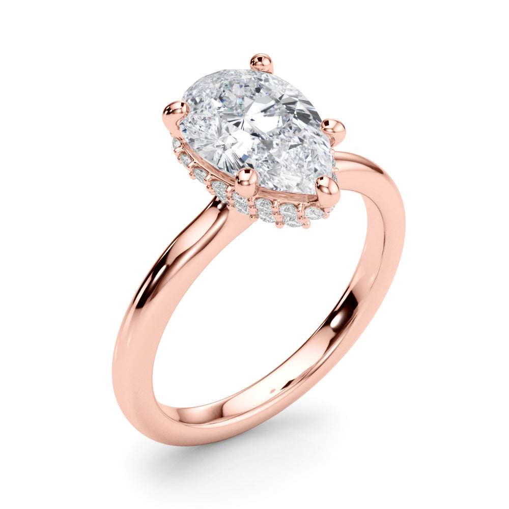 Pear Hidden Halo Lab Grown Diamond Engagement Ring - VS1 D/E/F | 14K & 18K Gold | 14K Yellow Gold | Pear Lab Diamond | Picasso Gold & Diamond Chicago