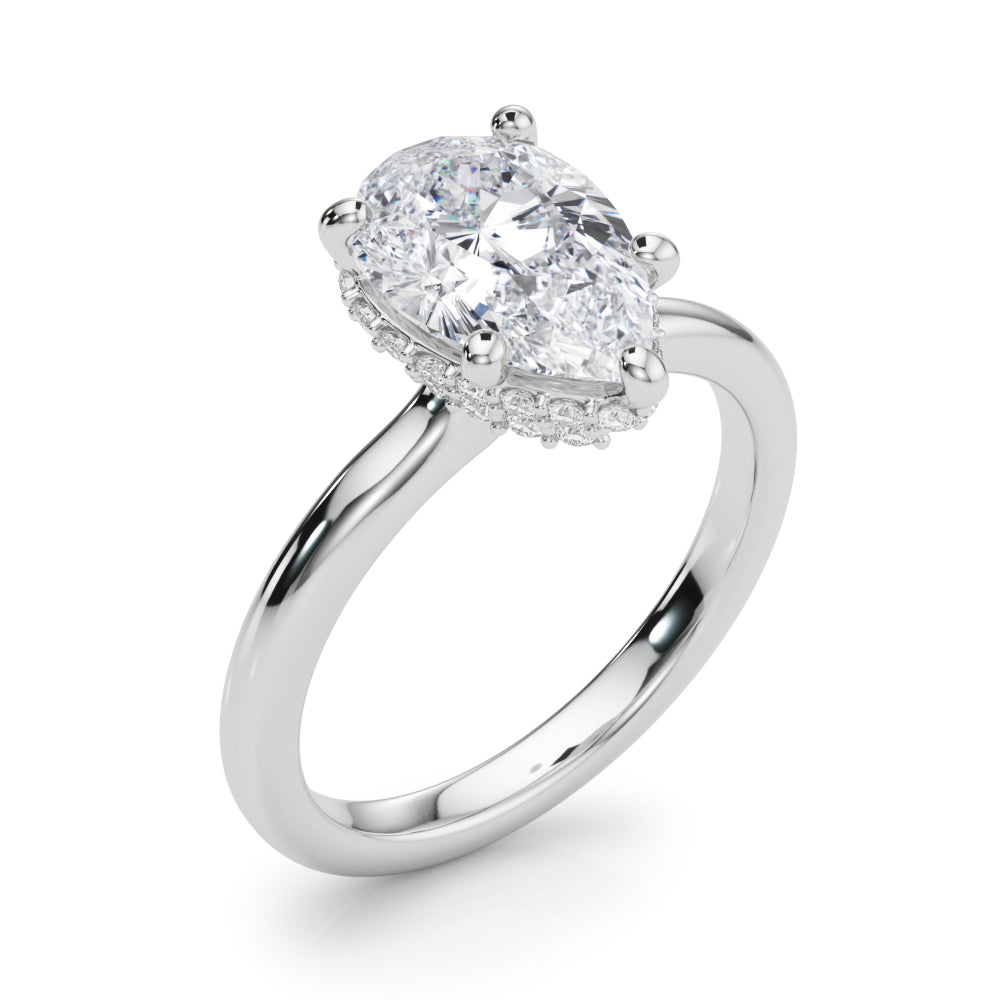 Pear Hidden Halo Lab Grown Diamond Engagement Ring - VS1 D/E/F | 14K & 18K Gold | 14K Yellow Gold | Pear Lab Diamond | Picasso Gold & Diamond Chicago
