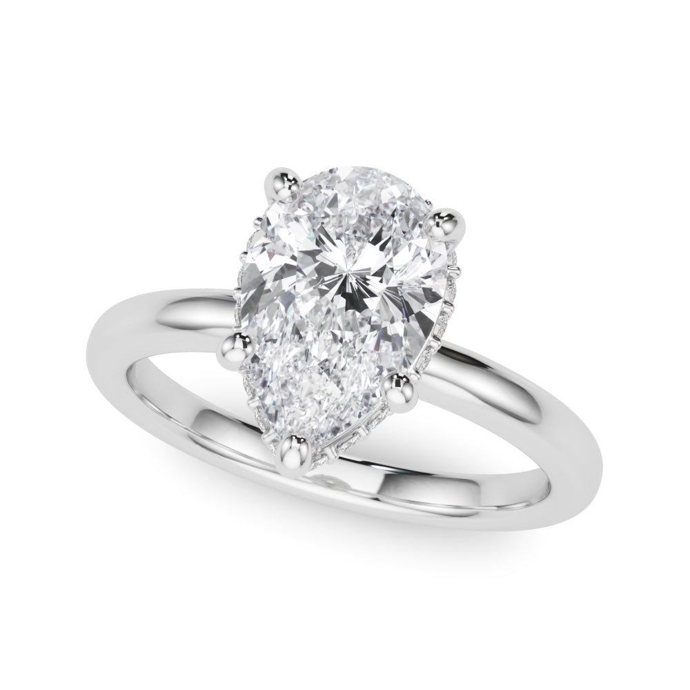 Pear Hidden Halo Lab Grown Diamond Engagement Ring - VS1 D/E/F | 14K & 18K Gold | 14K White Gold | Pear Lab Diamond | Picasso Gold & Diamond Chicago