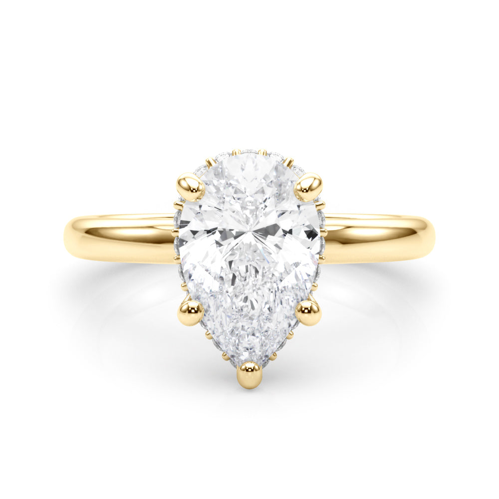 Pear Hidden Halo Lab Grown Diamond Engagement Ring - VS1 D/E/F | 14K & 18K Gold | 14K Yellow Gold | Pear Lab Diamond | Picasso Gold & Diamond Chicago