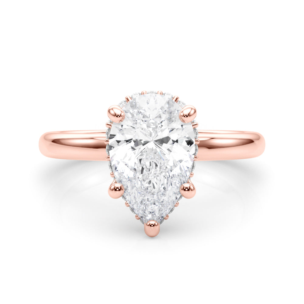 Pear Hidden Halo Lab Grown Diamond Engagement Ring - VS1 D/E/F | 14K & 18K Gold | 14K Yellow Gold | Pear Lab Diamond | Picasso Gold & Diamond Chicago