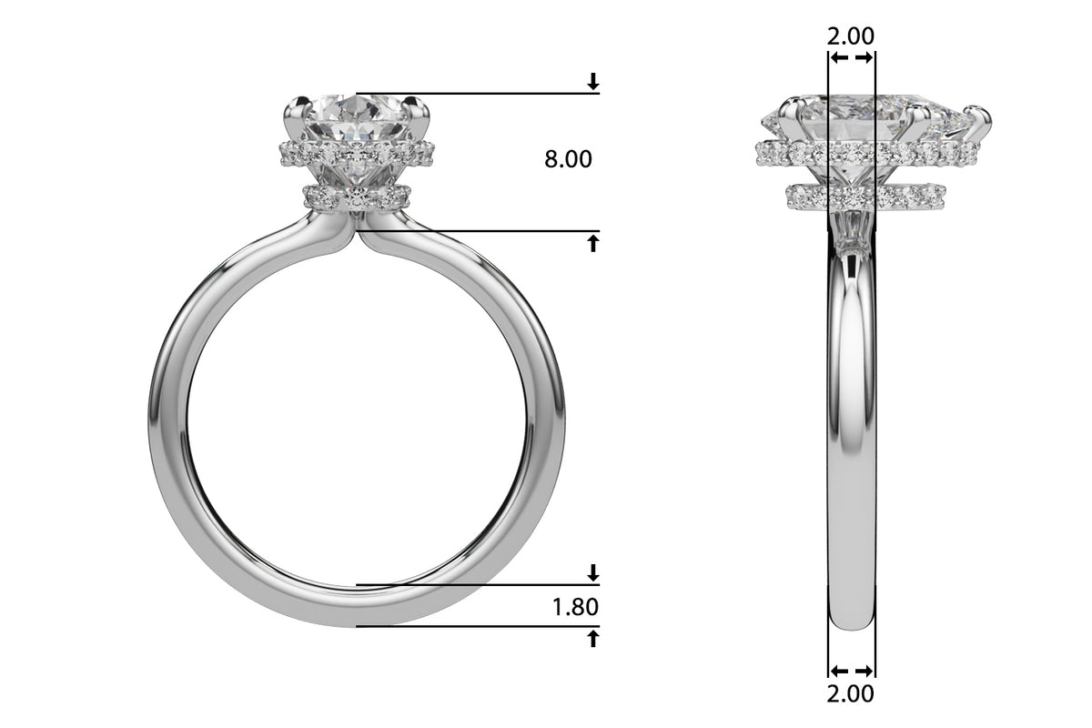 Pear Hidden Halo Lab Grown Diamond Engagement Ring - VS1 D/E/F | 14K & 18K Gold | 18K White Gold | Pear Lab Diamond | Picasso Gold & Diamond Chicago