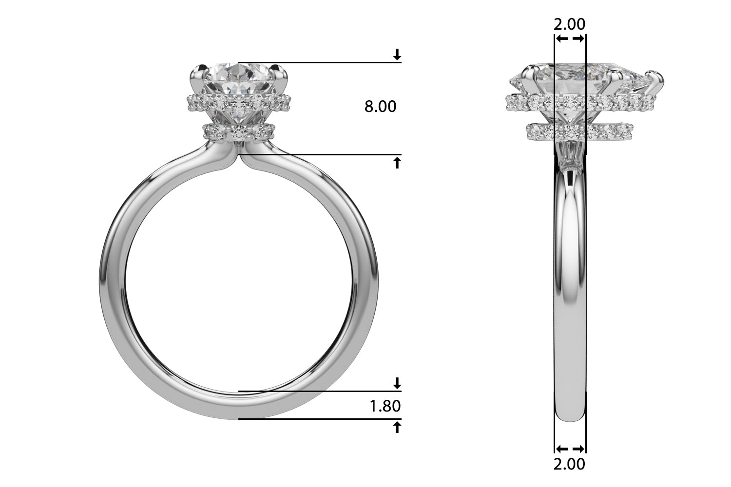 Pear Hidden Halo Lab Grown Diamond Engagement Ring - VS1 D/E/F | 14K & 18K Gold | 18K White Gold | Pear Lab Diamond | Picasso Gold & Diamond Chicago