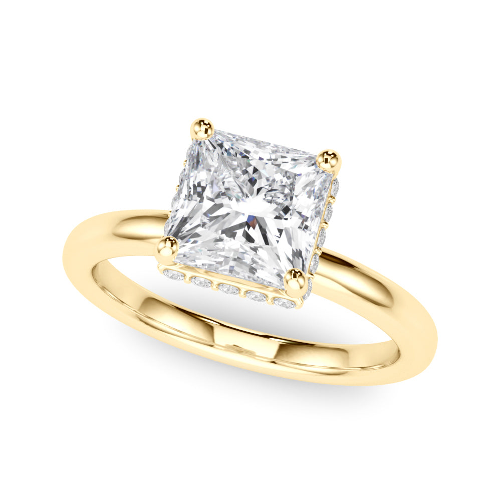 Princess Cut Hidden Halo Lab Grown Diamond Engagement Ring - VS1 D/E/F | 14K & 18K Gold | 14K White Gold | Princess Cut Lab Diamond | Picasso Gold & Diamond Chicago