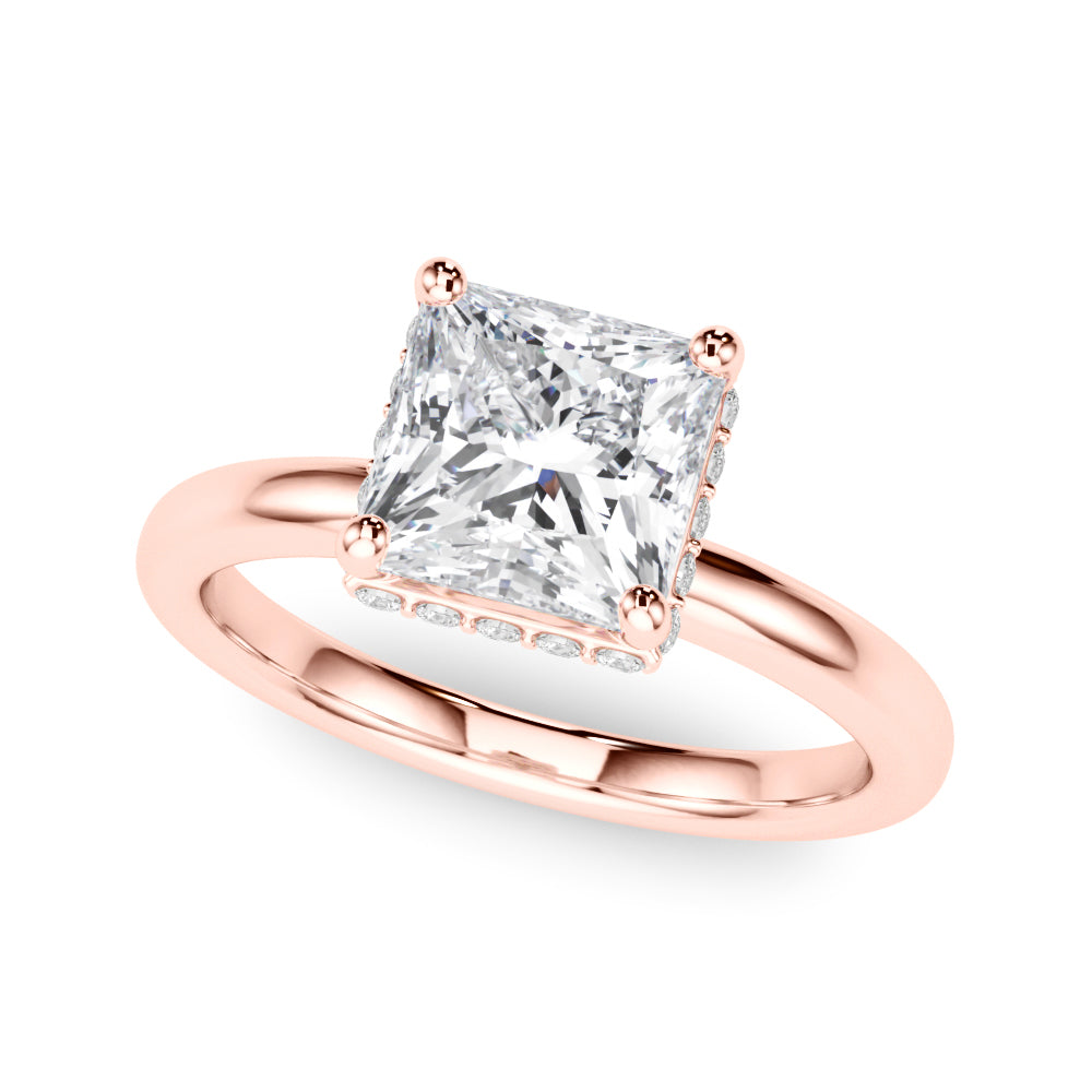 Princess Cut Hidden Halo Lab Grown Diamond Engagement Ring - VS1 D/E/F | 14K & 18K Gold | 14K White Gold | Princess Cut Lab Diamond | Picasso Gold & Diamond Chicago